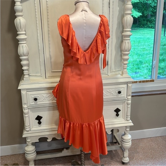 Cinq à Sept Petunya Silk Cocktail Dress Neon Coral Color Size 4
NWT - Picture 4 of 10